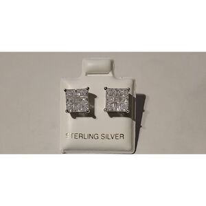 NEW~2Ct Invisible Princess Cut Sim Diamond Stud Earrings~.925 Sterling Silver